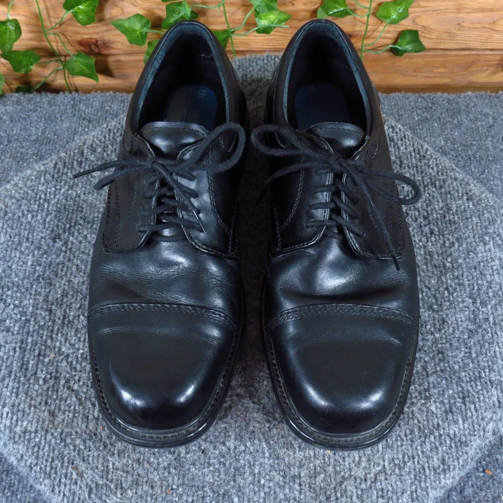 Hunter's Bay Leather Collection Mens Cap Toe Oxford Size 9.5 Dress Work Black